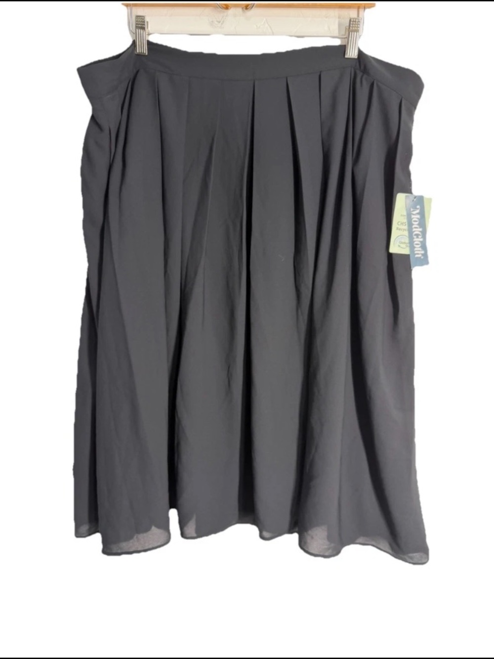 Modcloth Skirt Womens 22W  Black Chiffon Pleated A Line Midi Lined Career NWT